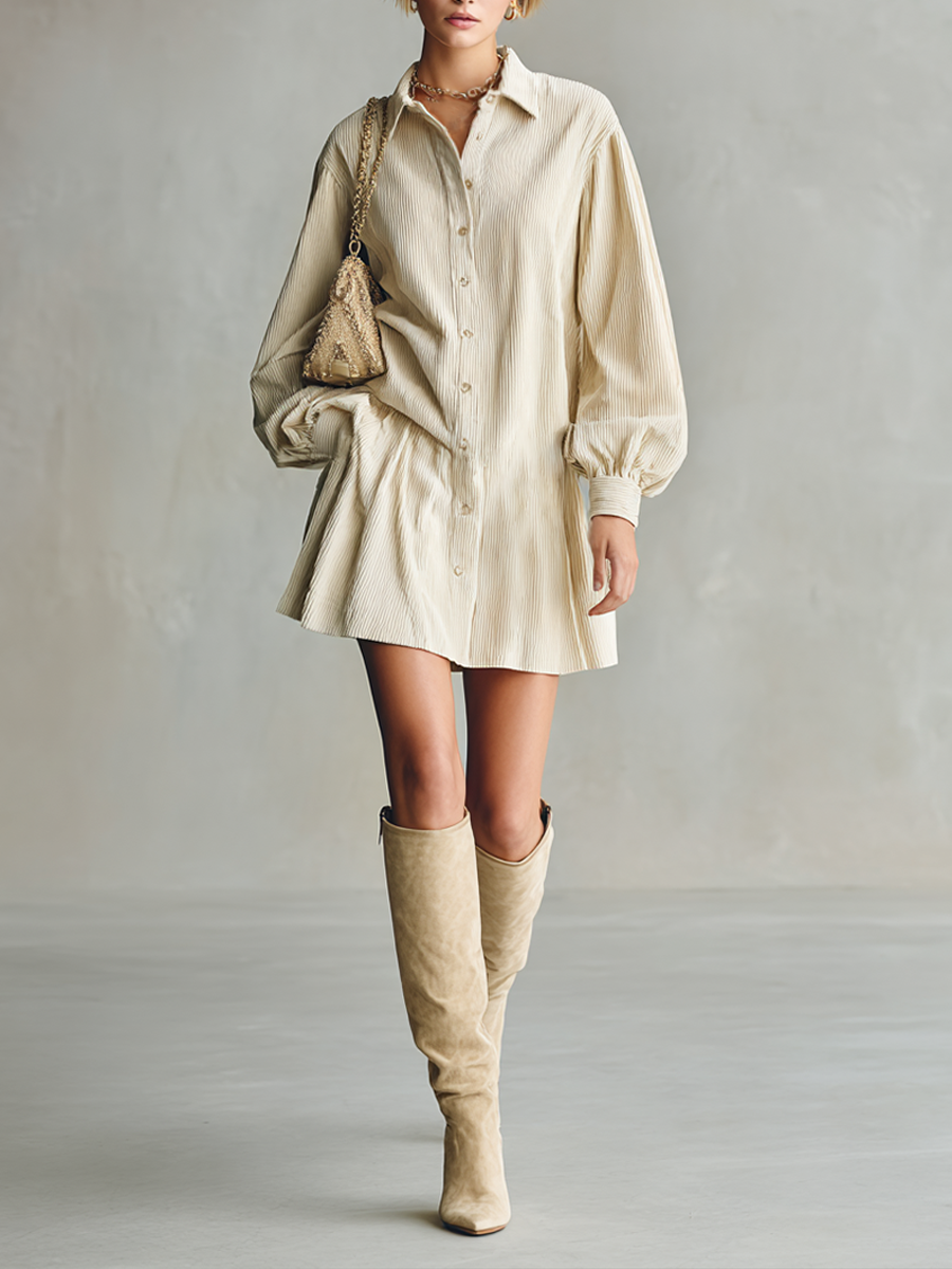 Women's Beige Corduroy Shirt Jacket MDA2514K4AP